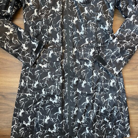 Equine Couture Ladies Full Length Rain Coat - Horse Print - XS - Picture 2 of 5
